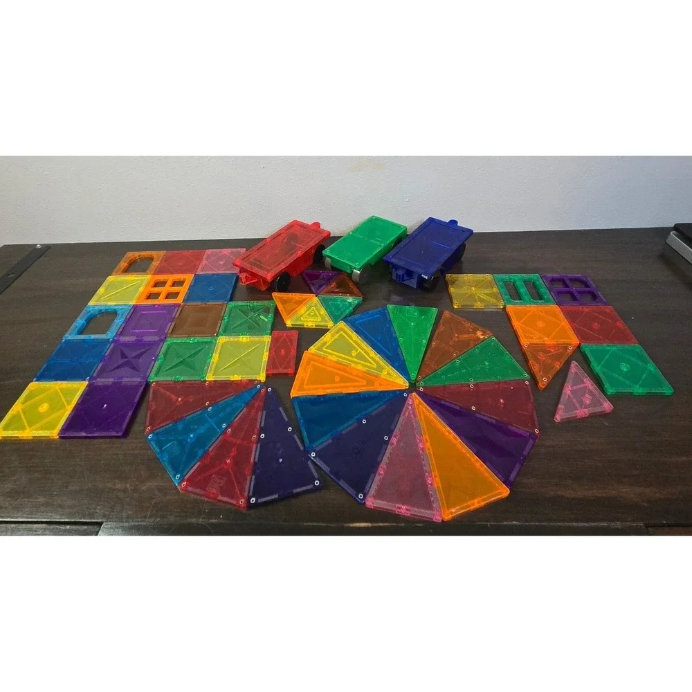 Mixed Brand Magnetic Building Tiles Lot Vehicle Bases STEM Toys